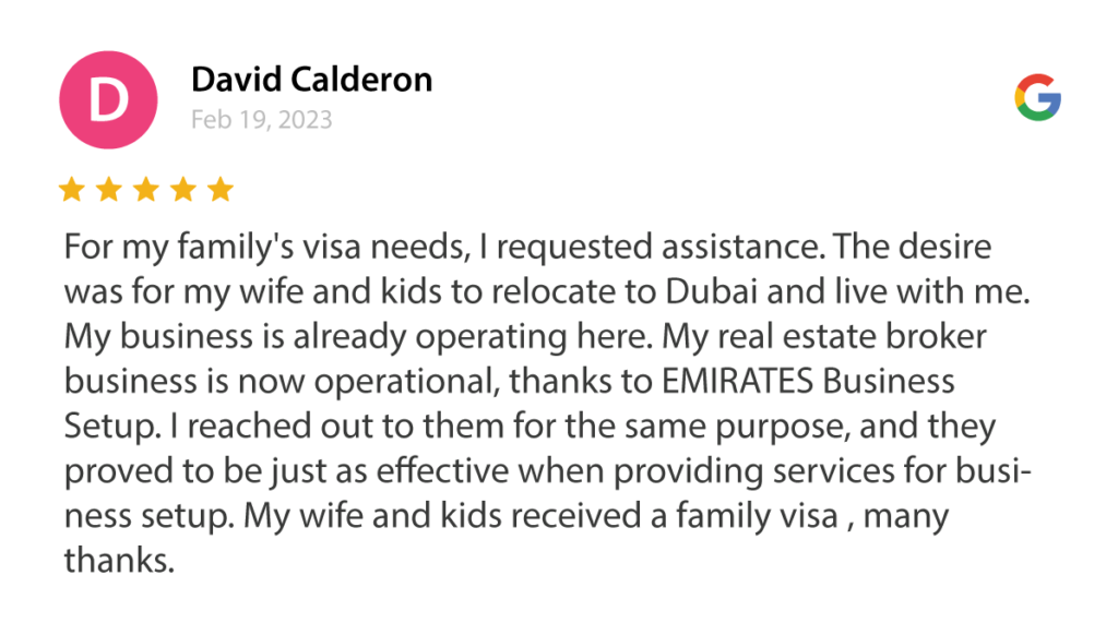 Emirates Business Setup Client Review