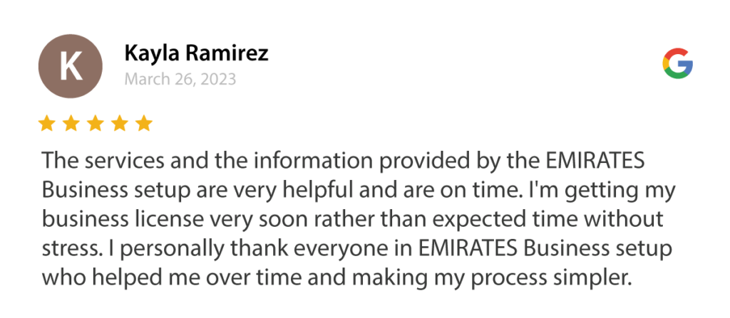 Emirates Business Setup Client Review